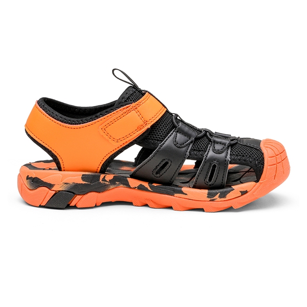 Kids Closed Toe Lightweight Athletic Sandals - BLACK ORANGE - 1